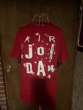 Jordan Red Crewneck Tee with White Logo